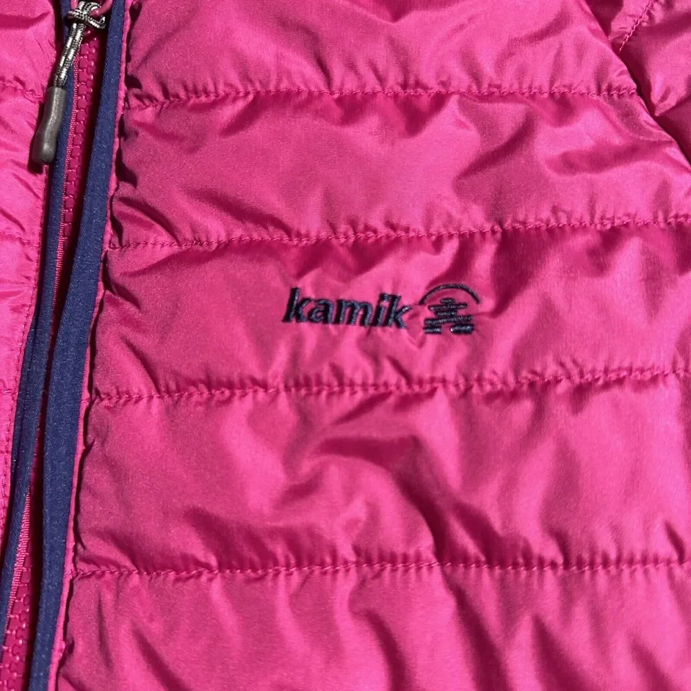 Kamik Girls Jacket Puffer Coat Quilted Hooded Acacia Pink Size 12 Scotchlite